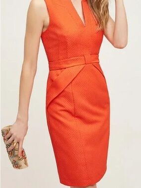 Anthropologie Maeve Cross Front Sheath Dress Orange size 0P